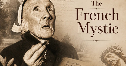 A sepia-toned portrait of Marie-Julie Jahenny, the French mystic and stigmatist, with the words The French Mystic, symbolizing her role in Catholic prophetic tradition