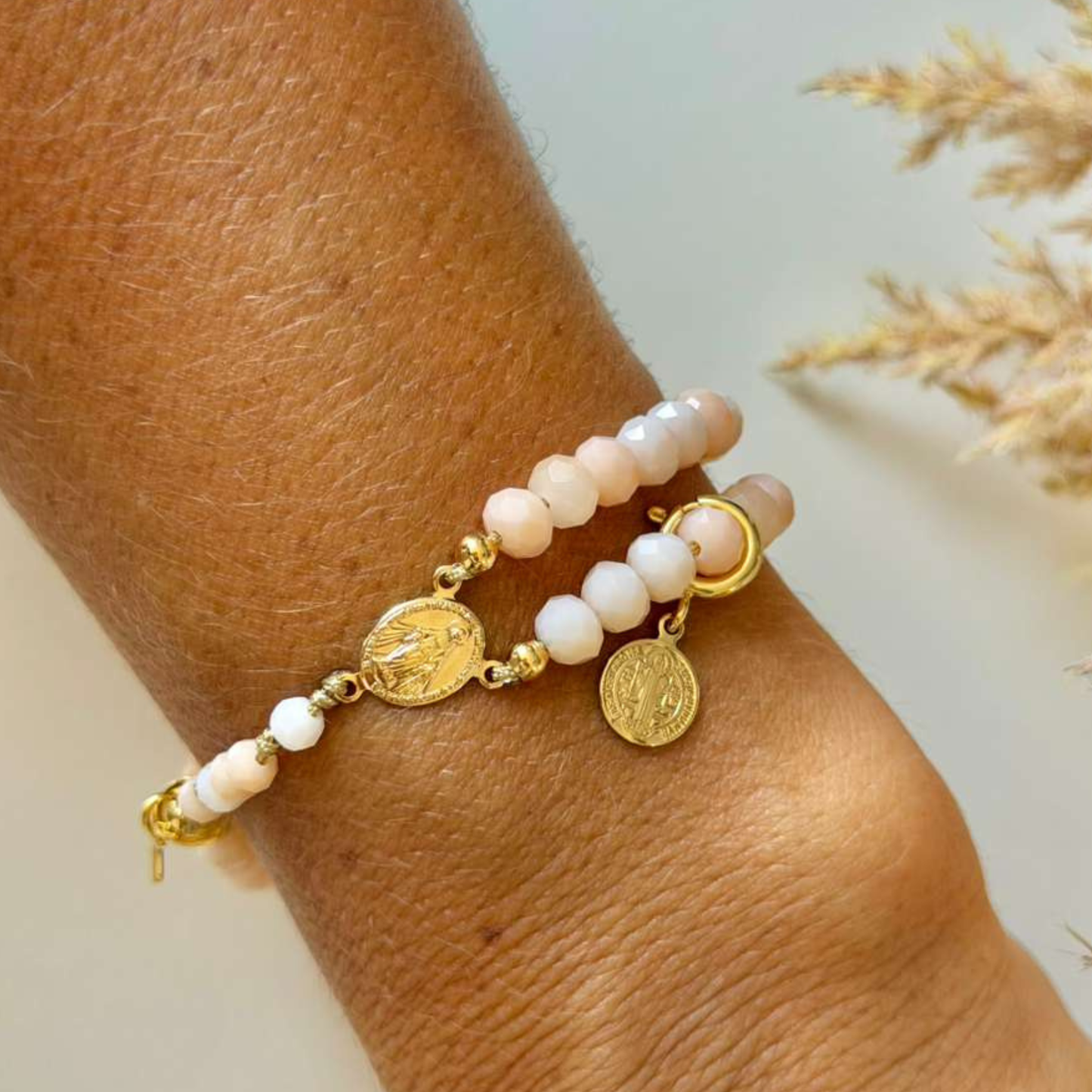 Magnetic Rosary Bracelet – Converts into a Full Rosary | Handmade, Gold Plated with Faceted Stones