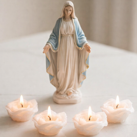 Protection Rose Candles - Set of 4 | Light of Prayer & Spiritual Shield