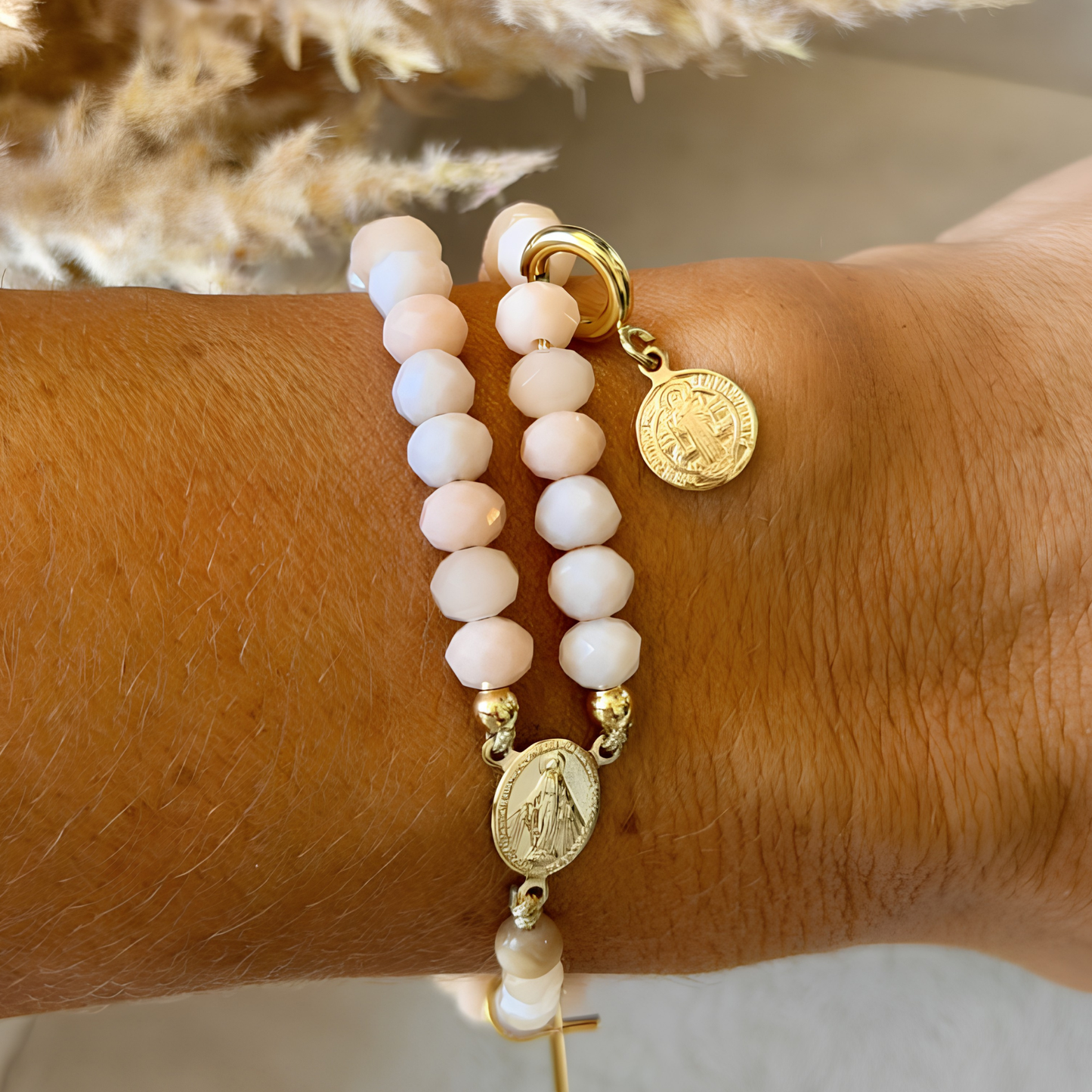 Magnetic Rosary Bracelet – Converts into a Full Rosary | Handmade, Gold Plated with Faceted Stones